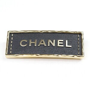 CHANEL Authentic Black Leather Brooch